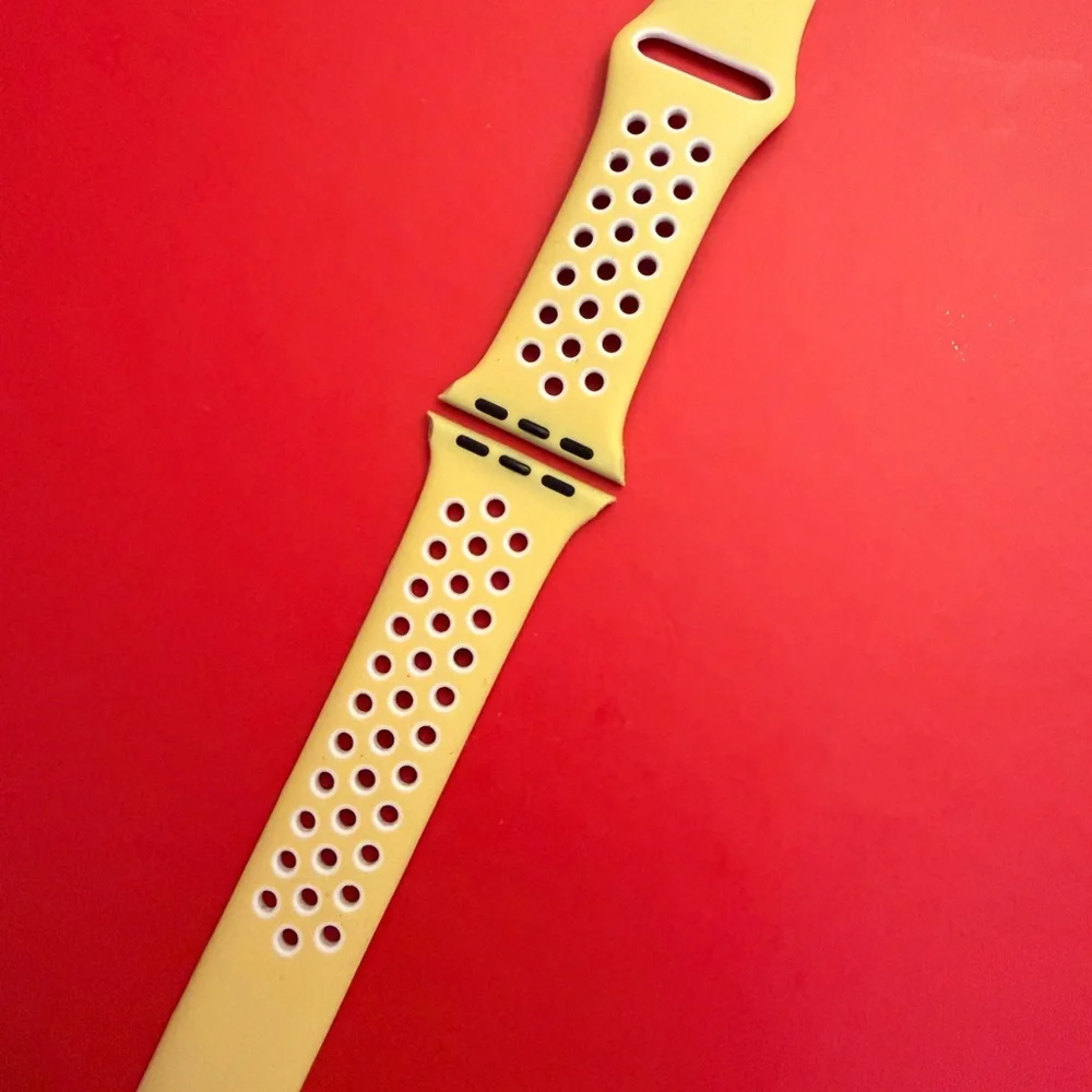 Apple Yellow Silicone Sport Watch Band with Perforated Design